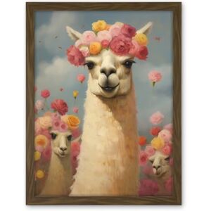 Artery8 The Llama Wedding Rose Bloom Flower Headdress Fun Artwork Kids Bedroom Artwork Framed Wall Art Print 18X24 Inch Artery8 The Llama Wedding Rose Bloom Flower Headdress Fun Artwork Kids Bedroom Artwork Framed Wall Art Print 18X24 Inch