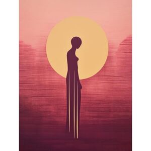 Artery8 Sunrise Solitude Minimalist Artwork Plum Pink Gold African Woman Silhouette in Golden Sun Halo Extra Large XL Wall Art Poster Print Artery8 Sunrise Solitude Minimalist Artwork Plum Pink Gold African Woman Silhouette in Golden Sun Halo Extra Large XL Wall Art Poster Print