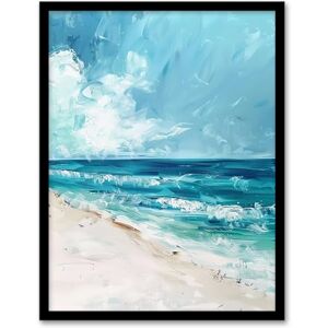 Artery8 Ocean Waves on Sandy White Beach Oil Painting Bathroom Artwork Framed Wall Art Print A4 Artery8 Ocean Waves on Sandy White Beach Oil Painting Bathroom Artwork Framed Wall Art Print A4