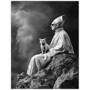 Artery8 Cat Lover Pope Sunglasses Black White Surreal Living Room Extra Large XL Wall Art Poster Print Artery8 Cat Lover Pope Sunglasses Black White Surreal Living Room Extra Large XL Wall Art Poster Print
