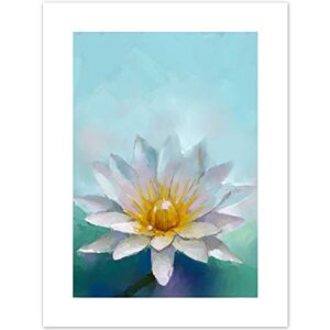 Wee Blue Coo Flower Lotus Painting Art Print Canvas Premium Wall Decor Poster Wee Blue Coo Flower Lotus Painting Art Print Canvas Premium Wall Decor Poster