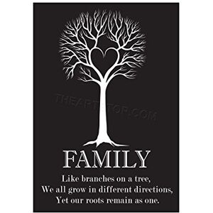 Wee Blue Coo Quote Family Roots B&W Heart Tree Two Wall Art Print Wee Blue Coo Quote Family Roots B&W Heart Tree Two Wall Art Print
