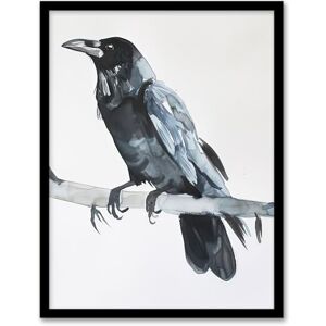 Artery8 Raven Bird on Tree Branch Bright Watercolour Living Room Artwork Framed Wall Art Print A4 Artery8 Raven Bird on Tree Branch Bright Watercolour Living Room Artwork Framed Wall Art Print A4