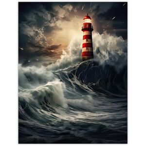 Artery8 Lighthouse Against a Stormy Sea Dramatic Seascape Extra Large XL Wall Art Poster Print Artery8 Lighthouse Against a Stormy Sea Dramatic Seascape Extra Large XL Wall Art Poster Print