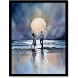 Artery8 You Me And The Full Moon Watercolour Painting Orange Blue Couple Dancing Under A Full Moon In A Serene Coastal Landscape Romantic Bedroom Art Art Print Framed Poster Wall Decor 12x16 inch Artery8 You Me And The Full Moon Watercolour Painting Orange Blue Couple Dancing Under A Full Moon In A Serene Coastal Landscape Romantic Bedroom Art Art Print Framed Poster Wall Decor 12x16 inch