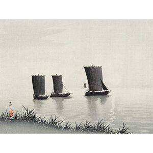 Wee Blue Coo Fishing Boats Ohara Koson Unframed Art Print Poster Wall Decor 12x16 inch Wee Blue Coo Fishing Boats Ohara Koson Unframed Art Print Poster Wall Decor 12x16 inch