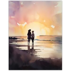 Artery8 Mum And Me Watercolour Painting Mother And Daughter Dawn Morning Walk On The Beach Large Wall Art Poster Print Thick Paper 18X24 Inch Artery8 Mum And Me Watercolour Painting Mother And Daughter Dawn Morning Walk On The Beach Large Wall Art Poster Print Thick Paper 18X24 Inch