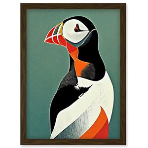 Wee Blue Coo Bright Bold Colourful Atlantic Puffin Bird Portrait Artwork Framed Wall Art Print A4 Wee Blue Coo Bright Bold Colourful Atlantic Puffin Bird Portrait Artwork Framed Wall Art Print A4