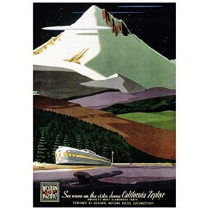 Wee Blue Coo Travel Tourism California Zephyr Train Mountain USA Wall Art Print Wee Blue Coo Travel Tourism California Zephyr Train Mountain USA Wall Art Print