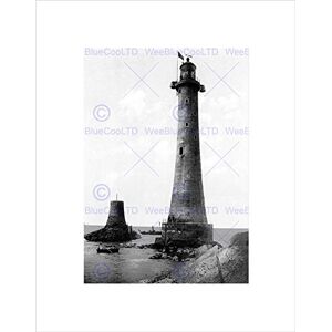 Wee Blue Coo Eddystone Lighthouse Plymouth Vintage History Old BW Wall Art Print Wee Blue Coo Eddystone Lighthouse Plymouth Vintage History Old BW Wall Art Print