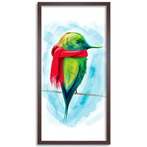 Wee Blue Coo Cartoon Bird Wearing Scarf Illustration Cute Long Panel Framed Wall Art Print Wee Blue Coo Cartoon Bird Wearing Scarf Illustration Cute Long Panel Framed Wall Art Print