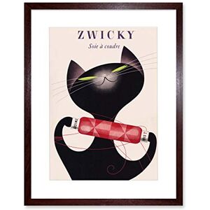 Wee Blue Coo Zwicky Cotton Switzerland Black Cat Artwork Framed Wall Art Print 12X16 Inch Wee Blue Coo Zwicky Cotton Switzerland Black Cat Artwork Framed Wall Art Print 12X16 Inch