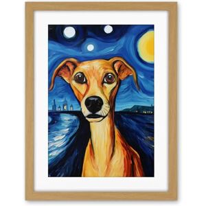 Artery8 Van Goghs Dog Artwork Night Scene Full Moon Blue Brown Yellow Oil Painting Artwork Framed Wall Art Print 18X24 Inch Artery8 Van Goghs Dog Artwork Night Scene Full Moon Blue Brown Yellow Oil Painting Artwork Framed Wall Art Print 18X24 Inch