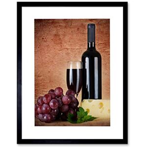 Wee Blue Coo Red Wine Glass Cheese Grapes Kitchen Photo Framed Art Print Picture F12X1038 Wee Blue Coo Red Wine Glass Cheese Grapes Kitchen Photo Framed Art Print Picture F12X1038