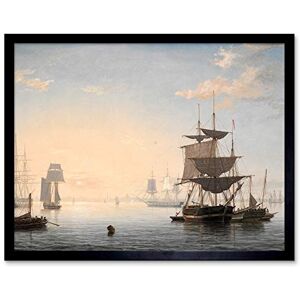 Artery8 Lane Harbour Of Boston City In Distance Art Print Framed Poster Wall Decor 12x16 inch Artery8 Lane Harbour Of Boston City In Distance Art Print Framed Poster Wall Decor 12x16 inch