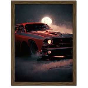 Doppelganger33 LTD Classic Red Sports Muscle Car On A Rainy Atmospheric Night Artwork Framed Wall Art Print 18X24 Inch Doppelganger33 LTD Classic Red Sports Muscle Car On A Rainy Atmospheric Night Artwork Framed Wall Art Print 18X24 Inch