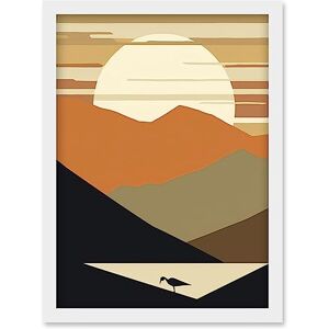 Artery8 - Lakeside Mountain Sunset Boho Minimalism Landscape - A4 - Framed - Landscape Wall Art Artery8 - Lakeside Mountain Sunset Boho Minimalism Landscape - A4 - Framed - Landscape Wall Art