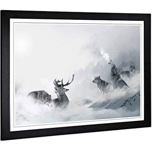 Big Box Art Framed Print of Wolves and Stag Deer Forest Landscape Design Wall Art Picture Home Decor for Kitchen, Living Room, Bedroom, Hallway, Black, A2 / 24.5x18 Inch / 62x45cm Big Box Art Framed Print of Wolves and Stag Deer Forest Landscape Design Wall Art Picture Home Decor for Kitchen, Living Room, Bedroom, Hallway, Black, A2 / 24.5x18 Inch / 62x45cm