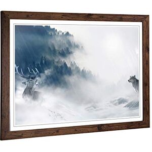 Big Box Art Framed Print of Wolf and Stag Forest Landscape Design Wall Art Picture Home Decor for Kitchen, Living, Dining Room, Bedroom, Hallway, Office, Walnut, A2 / 24.5x18 Inch / 62x45cm Big Box Art Framed Print of Wolf and Stag Forest Landscape Design Wall Art Picture Home Decor for Kitchen, Living, Dining Room, Bedroom, Hallway, Office, Walnut, A2 / 24.5x18 Inch / 62x45cm