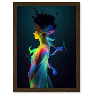 Doppelganger33 LTD Nature Fairy In Colourful Fluorescent Light Dress Artwork Framed A3 Wall Art Print Doppelganger33 LTD Nature Fairy In Colourful Fluorescent Light Dress Artwork Framed A3 Wall Art Print
