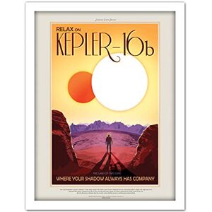 Wee Blue Coo NASA Space Travel Advert KEPLER-16B Artwork Framed Wall Art Print 18X24 Inch Wee Blue Coo NASA Space Travel Advert KEPLER-16B Artwork Framed Wall Art Print 18X24 Inch