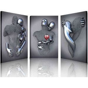 AKOTAC Framed Wall Art for Bedroom 3D Metal Effect Love Heart Couple Wall Art Decor for Living Room 3 Pieces Modern Abstract Grey Black and White Canvas Prints Poster Pictures Paintings for Wall Decorations AKOTAC Framed Wall Art for Bedroom 3D Metal Effect Love Heart Couple Wall Art Decor for Living Room 3 Pieces Modern Abstract Grey Black and White Canvas Prints Poster Pictures Paintings for Wall Decorations