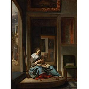 Artery8 Cornelis Bisschop Woman Peeling An Apple Painting Unframed Wall Art Print Poster Home Decor Premium Artery8 Cornelis Bisschop Woman Peeling An Apple Painting Unframed Wall Art Print Poster Home Decor Premium