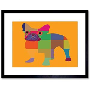 Wee Blue Coo Painting Abstract French Bulldog Portrait Framed Wall Art Print Wee Blue Coo Painting Abstract French Bulldog Portrait Framed Wall Art Print