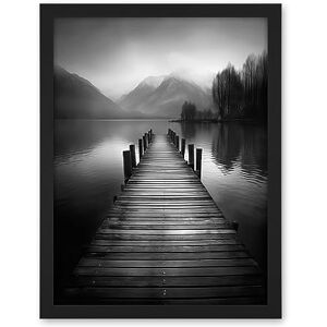 Artery8 Lake Pier Mountain Landscape Black and White Photo Artwork Framed Wall Art Print 18X24 Inch Artery8 Lake Pier Mountain Landscape Black and White Photo Artwork Framed Wall Art Print 18X24 Inch