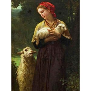 Fine Art Prints Bouguereau L'Agneau Nouveau Shepherdess Painting Large Print Poster Wall Art Decor Picture Fine Art Prints Bouguereau L'Agneau Nouveau Shepherdess Painting Large Print Poster Wall Art Decor Picture