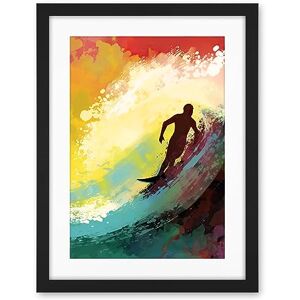 Artery8 The Silhouette of a Surfer Surfing on a Big Wave Artwork Framed Wall Art Print 18X24 Inch Artery8 The Silhouette of a Surfer Surfing on a Big Wave Artwork Framed Wall Art Print 18X24 Inch