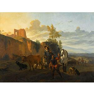 Artery8 Du Jardin Italian Landscape With Soldiers Art Print Canvas Premium Wall Decor Poster Mural Artery8 Du Jardin Italian Landscape With Soldiers Art Print Canvas Premium Wall Decor Poster Mural