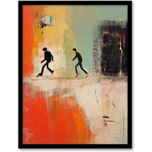Artery8 Skaters Gliding Through Modern Urban Graffiti Landscape Oil Painting Warm Tones Orange Artwork Framed Wall Art Print A4 Artery8 Skaters Gliding Through Modern Urban Graffiti Landscape Oil Painting Warm Tones Orange Artwork Framed Wall Art Print A4