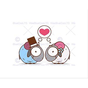 Wee Blue Coo Painting Cartoon Sheep Marriage Love Bubble Wall Art Print Wee Blue Coo Painting Cartoon Sheep Marriage Love Bubble Wall Art Print