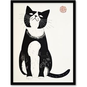 Artery8 Cat Lover Black White Pet Japanese Woodblock Living Room Artwork Framed Wall Art Print 18X24 Inch Artery8 Cat Lover Black White Pet Japanese Woodblock Living Room Artwork Framed Wall Art Print 18X24 Inch