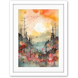 Artery8 Sunrise Over Misty Mountain Forest Landscape Modern Watercolour Painting Artwork Framed Wall Art Print 18X24 Inch Artery8 Sunrise Over Misty Mountain Forest Landscape Modern Watercolour Painting Artwork Framed Wall Art Print 18X24 Inch