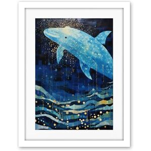 Artery8 Blue Whale Breach in Winter Waters Moonlit Seascape Waves Artwork Framed Wall Art Print 18X24 Inch Artery8 Blue Whale Breach in Winter Waters Moonlit Seascape Waves Artwork Framed Wall Art Print 18X24 Inch