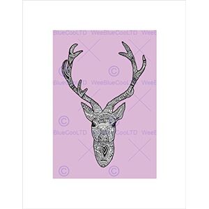Wee Blue Coo Painting Stag Deer Scottish Scotland Edinburgh Lilac Wall Art Print Wee Blue Coo Painting Stag Deer Scottish Scotland Edinburgh Lilac Wall Art Print