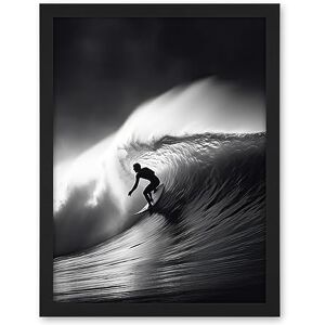 Artery8 Surfer Riding a Big Wave Black and White Photo Artwork Framed Wall Art Print 18X24 Inch Artery8 Surfer Riding a Big Wave Black and White Photo Artwork Framed Wall Art Print 18X24 Inch