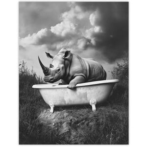 Artery8 Rhino in Bathtub Black White Bath Time Surreal Bathroom Toilet Extra Large XL Wall Art Poster Print Artery8 Rhino in Bathtub Black White Bath Time Surreal Bathroom Toilet Extra Large XL Wall Art Poster Print