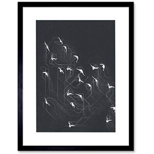 Wee Blue Coo Flock Of Birds Silhouette Lines Artwork Framed Wall Art Print 12X16 Inch Wee Blue Coo Flock Of Birds Silhouette Lines Artwork Framed Wall Art Print 12X16 Inch