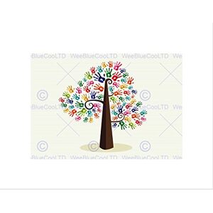 Wee Blue Coo PAINTING ILLUSTRATION ABSTRACT HAND TREE GRAPHIC FRAMED ART PRINT B12X13459 Wee Blue Coo PAINTING ILLUSTRATION ABSTRACT HAND TREE GRAPHIC FRAMED ART PRINT B12X13459