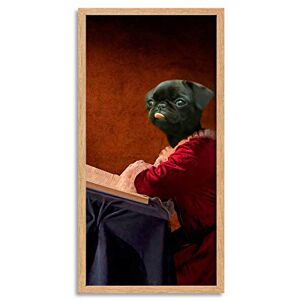 Wee Blue Coo Pug Dog Puppy Reading Library Long Panel Framed Wall Art Print Wee Blue Coo Pug Dog Puppy Reading Library Long Panel Framed Wall Art Print