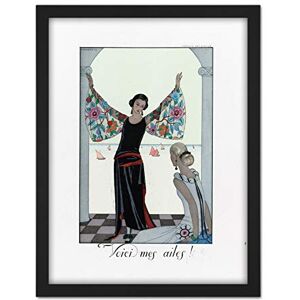 Artery8 Barbier Wings Dress French Fashion Woman 1923 Artwork Framed Wall Art Print 18X24 Inch Artery8 Barbier Wings Dress French Fashion Woman 1923 Artwork Framed Wall Art Print 18X24 Inch