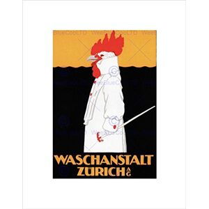 Wee Blue Coo Ad Washing Laundry Rooster Zurich Switzerland Wall Art Print Wee Blue Coo Ad Washing Laundry Rooster Zurich Switzerland Wall Art Print