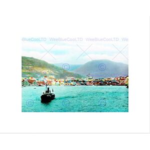 Wee Blue Coo VINTAGE ADDED COLOUR BERGEN NORWAY FJORD BOAT COOL FRAMED ART PRINT B12X3421 Wee Blue Coo VINTAGE ADDED COLOUR BERGEN NORWAY FJORD BOAT COOL FRAMED ART PRINT B12X3421