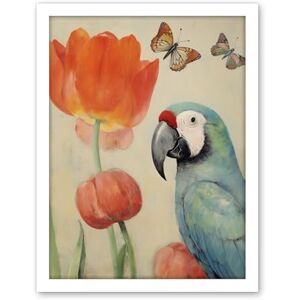 Artery8 Parrot and Tulips Flowers Butterflies Pastel Colour Artwork Floral Spring Oil Painting Artwork Framed Wall Art Print 18X24 Inch Artery8 Parrot and Tulips Flowers Butterflies Pastel Colour Artwork Floral Spring Oil Painting Artwork Framed Wall Art Print 18X24 Inch