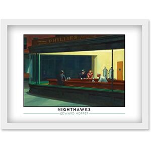 Artery8 - Edward Hopper Nighthawks - A4 - Framed - Wall Art Artery8 - Edward Hopper Nighthawks - A4 - Framed - Wall Art