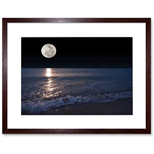 Wee Blue Coo Full Moon Sea Tide Beach Night Art Picture Framed Wall Art Print Wee Blue Coo Full Moon Sea Tide Beach Night Art Picture Framed Wall Art Print