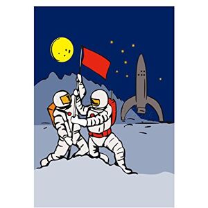 Wee Blue Coo Painting Cartoon Astronaut Flag Rocket Moon Stars Space Wall Art Print Wee Blue Coo Painting Cartoon Astronaut Flag Rocket Moon Stars Space Wall Art Print